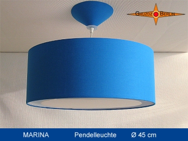 Blaue Hängelampe MARINA Ø45 cm mit Lichtrand Diffusor Pendelleuchte