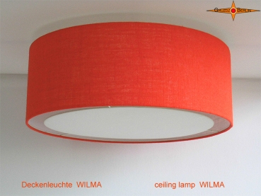 Ceiling lamp made of orange jute WILMA Ø50 cm with light edge diffuser