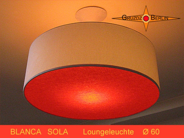Gruzdz-Berlin: Leuchten, Lampenschirme, Lichtobjekte - Loungeleuchte BLANCA  SOLA D 60 cm Pendellampe mit Diffusor und Baldachin Damast
