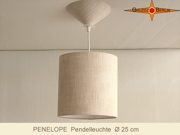 Small hanging lamp with diffuser PENELOPE natural linen D 25 cm