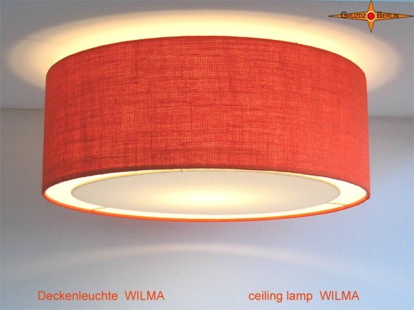 Ceiling lamp made of orange jute WILMA Ø50 cm with light edge diffuser
