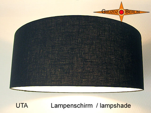 Lampenschirm UTA Ø 45 cm Leinen Schwarz Klassik